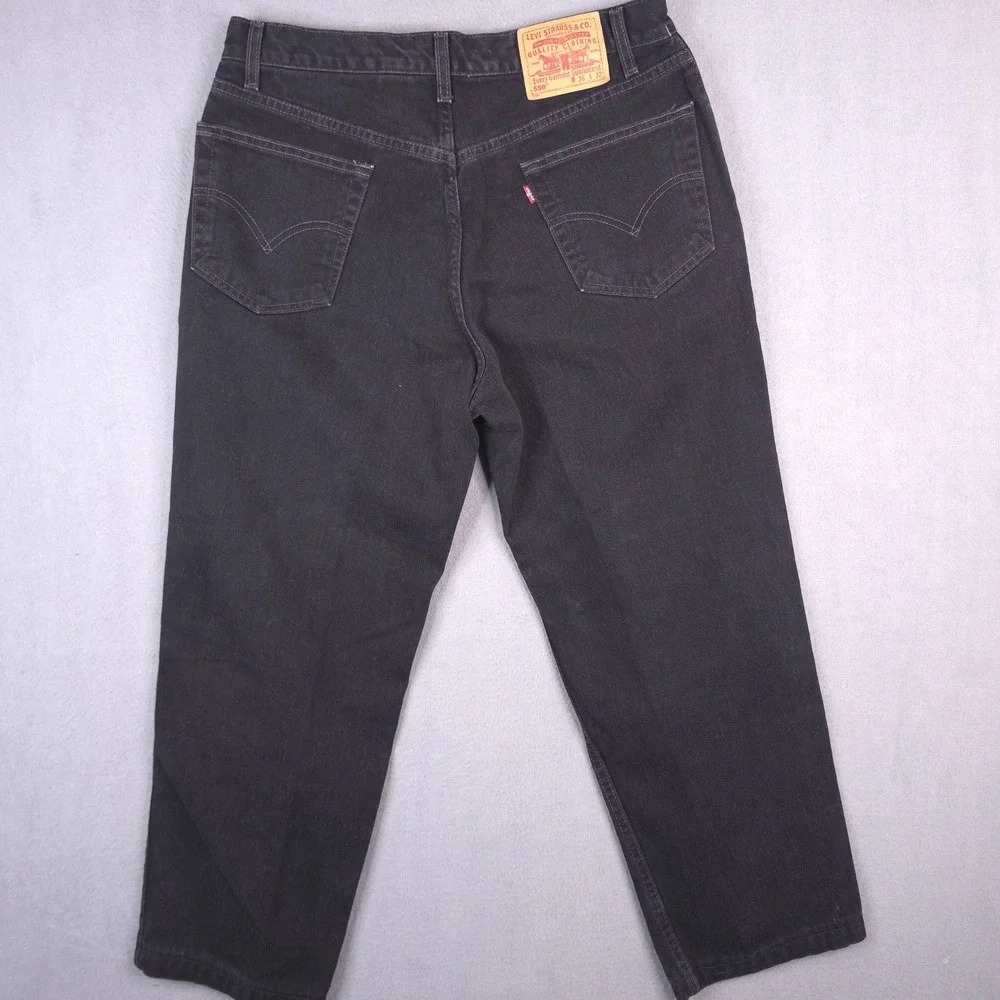 Levis 550 Jeans Relaxed Fit Black 36x32 Cotton Tapered Leg Vintage 90s Style